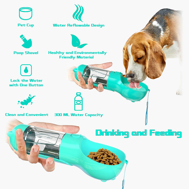 [Australia] - GARTPOT Dog Water Bottle for Walking, 10.58oz Pet Cat Dog Water Dispenser Portable Dog Bowl Water Bottle with Eco Bag & Shovel, Best Dog Accessories Gifts for Travel Hiking Camping Blue 