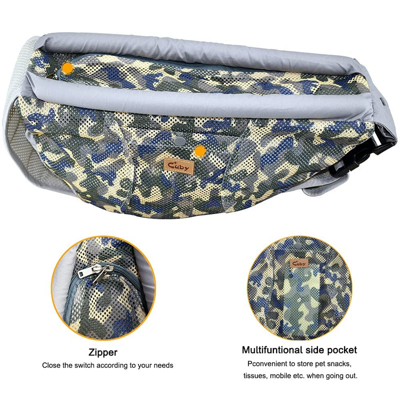 Cuby Dog and Cat Sling Carrier – Hands Free Reversible Pet Papoose Bag - Soft Pouch and Tote Design – Adjustable – Suitable for Puppy, Small Dogs, and Cats for Outdoor Travel ArmyGreen - PawsPlanet Australia