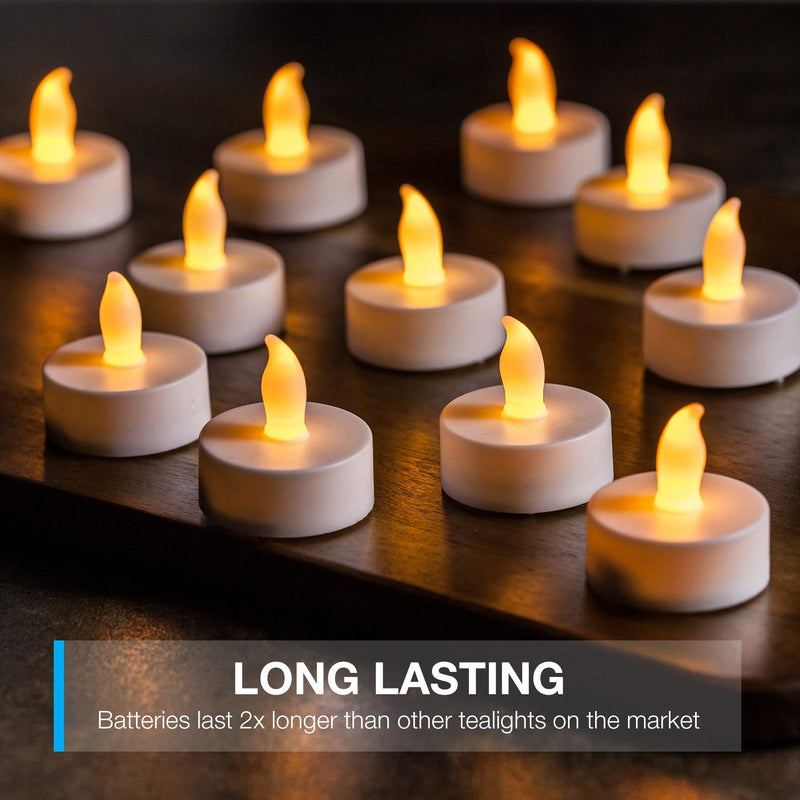 Vont LED Candles [24 Pack] Lasts 2X Longer, Realistic Tea Lights Candles, LED Tealight Candles, Flickering Bright Tealights, Battery Operated Candles, Flameless Candles, Unscented, Batteries Included - PawsPlanet Australia