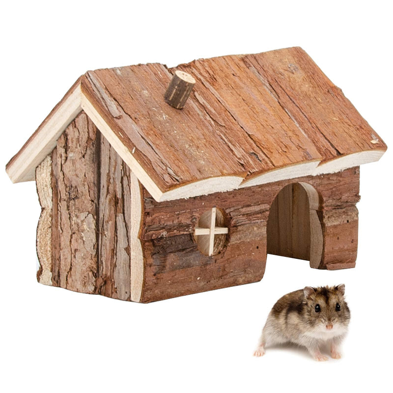 ESM Hamster Wooden Hideout House Natural Pet Rats Climbing Play Hut Hideaway Room for Dwarf Hamster, Mouse, Rat,Gerbil and Other Pet Small Animals 5.9 x 4.4 x 4.7 inch - PawsPlanet Australia