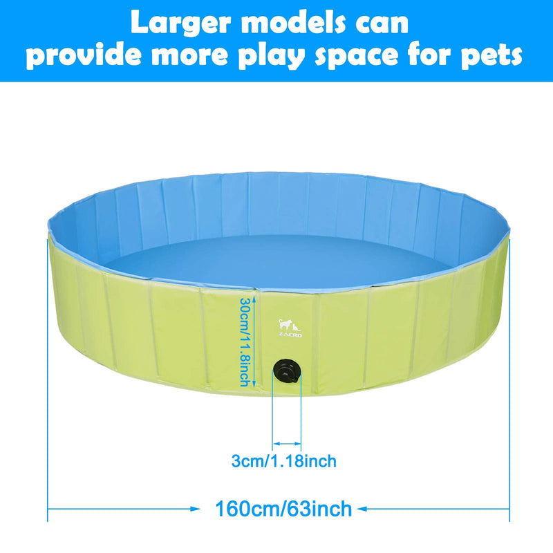 Zacro Foldable Dog Pool, Hard Plastic Dog Pool for Large Dogs Pet Paddling Bath Kids Pool Bathing Tub Swimming Pool for Dogs and Kids, 63inch x 11.8inch XXL(160x30cm) - PawsPlanet Australia