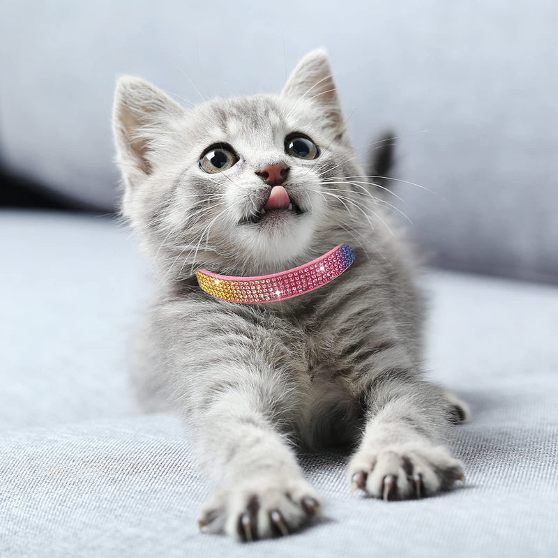 TIESOME Rhinestone Cat Collar with Bell, Cute Soft Adjustable Small Pet Puppy Collar Sparkly Flashing Pink Cat Collar for Small Dogs Cats (Small Size) - PawsPlanet Australia