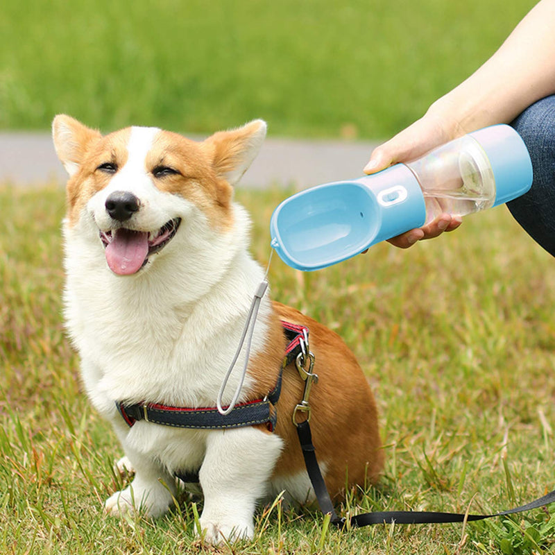 [Australia] - CAACBB Dog Water Bottle for Walking, Water Dispenser, Multifunctional Dog Cat Puppy Feeder Traveling Bowls with Food Container, Lightweight & Convenient Portable Pet Drinking Cup blue 