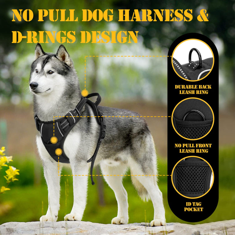 Nobleza - Anti-Pull Dog Harness, Reflective Vest Harness Dog with Handle, Soft Breathable Chest Harness for Dog, Adjustable Dog Harness Small Dogs, Black (S) S - PawsPlanet Australia