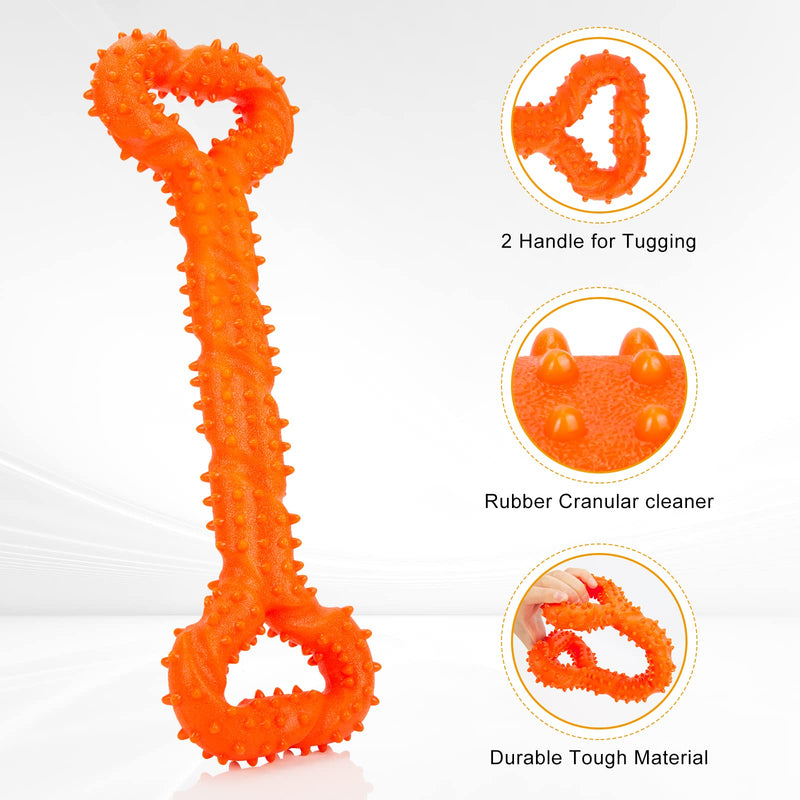 Auoinge Dog Chew Toy for Aggressive Chewers, Indestructible Dog Toy for Boredom, TPR Dog Teeth Cleaning Toy for Medium Large Dogs, 33cm with Rope Gift Orange-A - PawsPlanet Australia