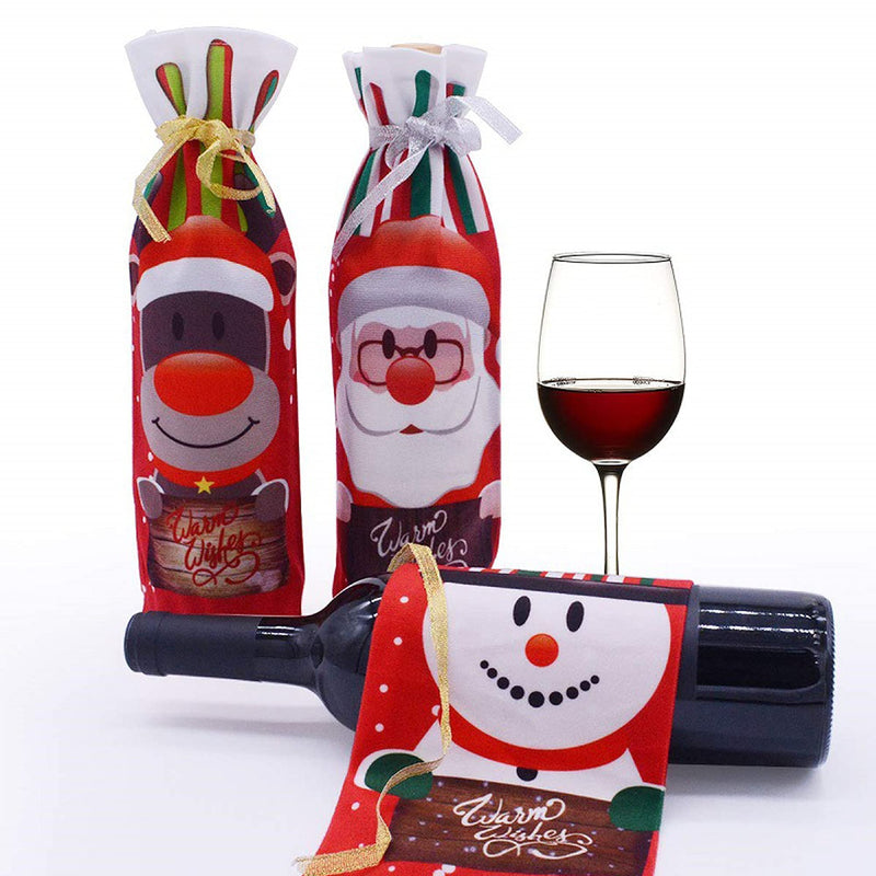 Christmas Wine Bottle Bags Christmas Wine Bottle Covers/Christmas wine bottle covers with ribbons/Christmas Sweater Party Decorations 6 Pack - PawsPlanet Australia