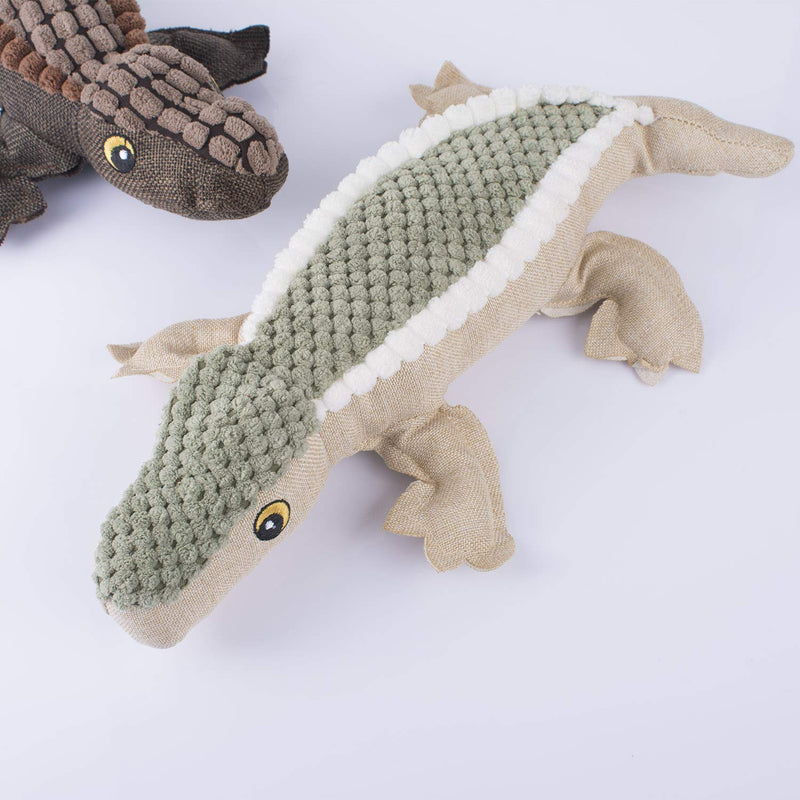 [Australia] - Petaste CWWJ009 Dog Squeaky Toy, Crocodile Shape Soft Plush Dog Toy with Inside Squeaker, Beige 