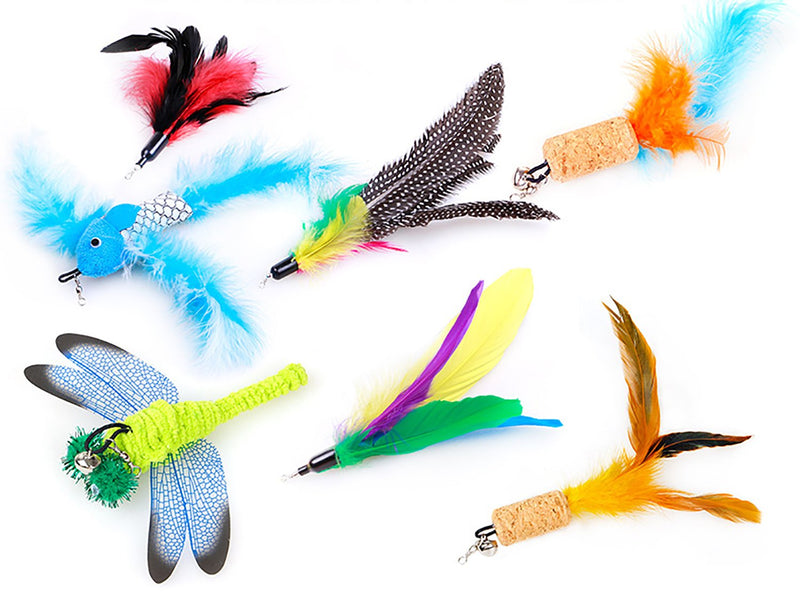 [Australia] - ZoyPet 2,3 Pcs Retractable Cat Toys Interactive Refill Replacement Feather Attachments Pack Furry Tail Butterfly Dragonfly Fish Mouse Caterpillar Birds Feathers for Kitten Cats, 21 Variety Styles CT15 11-Brown Long Feather 2 Pack 