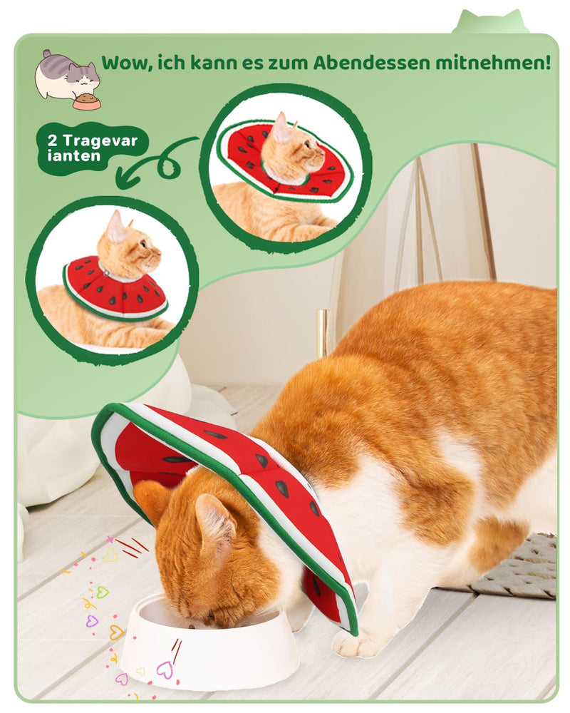 Supet Neck Brace Cat, Adjustable Neck Brace Cat Collar, Recovery Collar Soft Collar Cone After Surgery and Injuries S (Neck: 14-23cm) Watermelon - PawsPlanet Australia