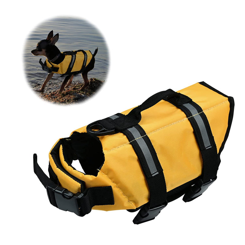 Podazz Puppy Life Jacket Pet Lifesaver Safety Reflective Vest with Handle Dog Life Preserver Dog Saver Flotation Vest Coat for Swimming,Surfing,Boating (Yellow, Small) Yellow S:39-51cm(Ribcage) - PawsPlanet Australia