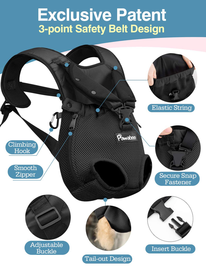 Pawaboo Pet Carrier Backpack, Adjustable Pet Front Backpack Cat Dog Carrier Backpack Safety Travel Bag, Legs Out, Easy-Fit for Traveling Hiking Camping for Small Medium Dogs Puppies X-Large Black - PawsPlanet Australia
