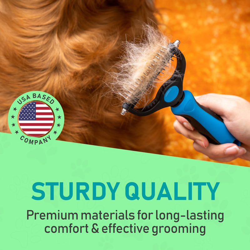 Maxpower Planet Pet Grooming Brush Undercoat Rake Bundle, Dog Frisbee 2 Pack Easy to Spot Disc and Dog Brush for Shedding, Blue - PawsPlanet Australia