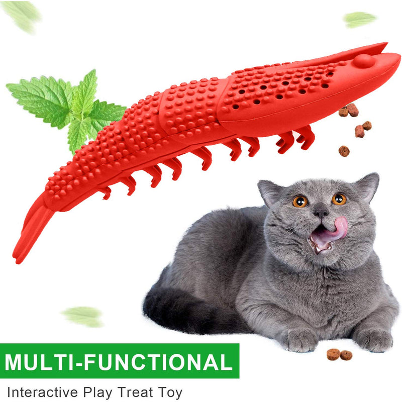 Silicone Fish Toys, Cat Toothbrush Fish, Cat Toothbrush Fish Chew Toys, Cat Chew Toys with Catnip, Silicone Fish Toys Pet Molar Stick, Interactive Chew Toy for Cat Kitten Gift, 72*160mm(Red) - PawsPlanet Australia