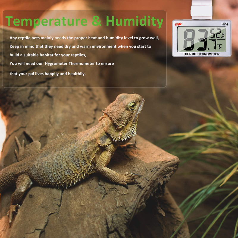 Reptile Thermometer Hygrometer LCD Digital Humidity Gauge, worked with Reptile Heat Pad to Monitor Temperature & Humidity in Reptile Terrarium, Perfect for Turtle/Snake/Lizard/Frog/Spider/Plant Box - PawsPlanet Australia