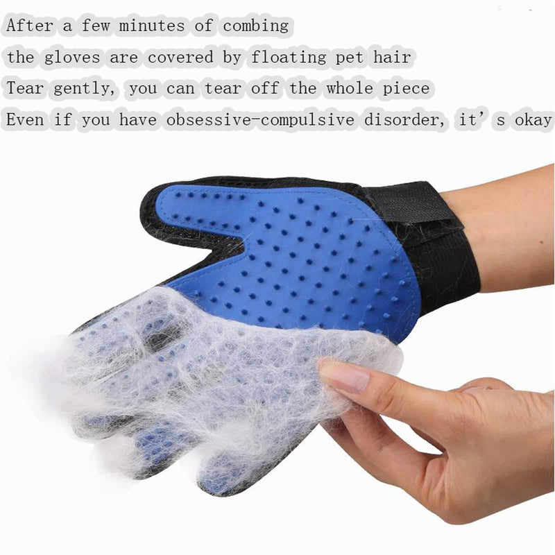 Pet Grooming Gloves Dog Deshedding Glove Efficient Cat Glove Brush Pet Hair Remover Mitt Glove with Enhanced Five Finger Design for Dog & Cat Pet (1Pair) - PawsPlanet Australia