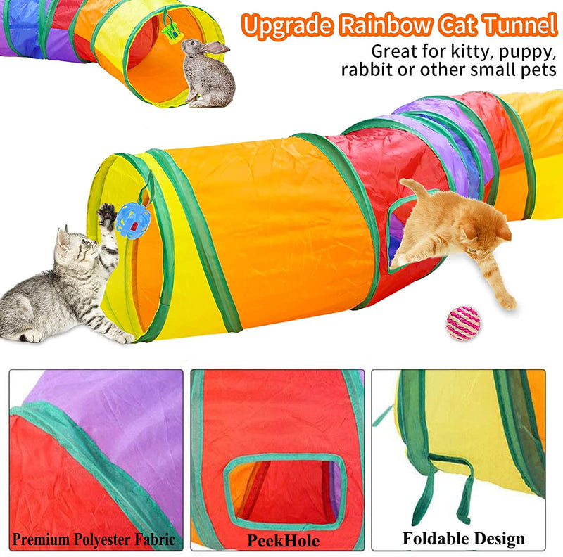 32 PCS Cat Toys Kitten Toy Tunnel, Upgraded S-Shape Cat Tunnels Interactive Cat Feather Toy Catnip Fish Fluffy Mouse Crinkle Balls and Bells Toy for Cat Puppy Kitty Kitten - PawsPlanet Australia