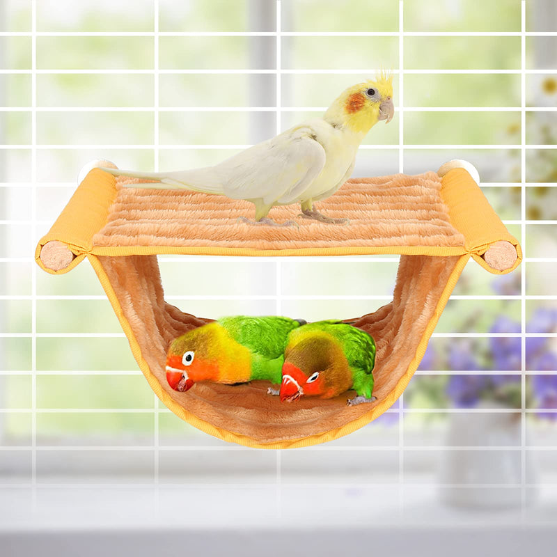 BWOGUE Winter Warm Bird Nest Bed Hanging Hammock Snuggle Hut Parrot House Tent Toy Bird Cage Perch for Parakeet Budgies Cockatiels Lovebird Cockatoo Finch Hamster Chinchilla Guinea Pig Yellow - PawsPlanet Australia