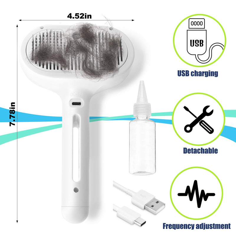 Vodolo Cat Steam Brush,3 in1 Rechargeable Steamy Cat Hair Brush Cleanser Vapor,Self Cleaning Electric Cat Brush Steamer for Long or Short Haired Cats, Cat Grooming Comb with USB Port Release Button Long Handle Cat Steamy Brush - PawsPlanet Australia