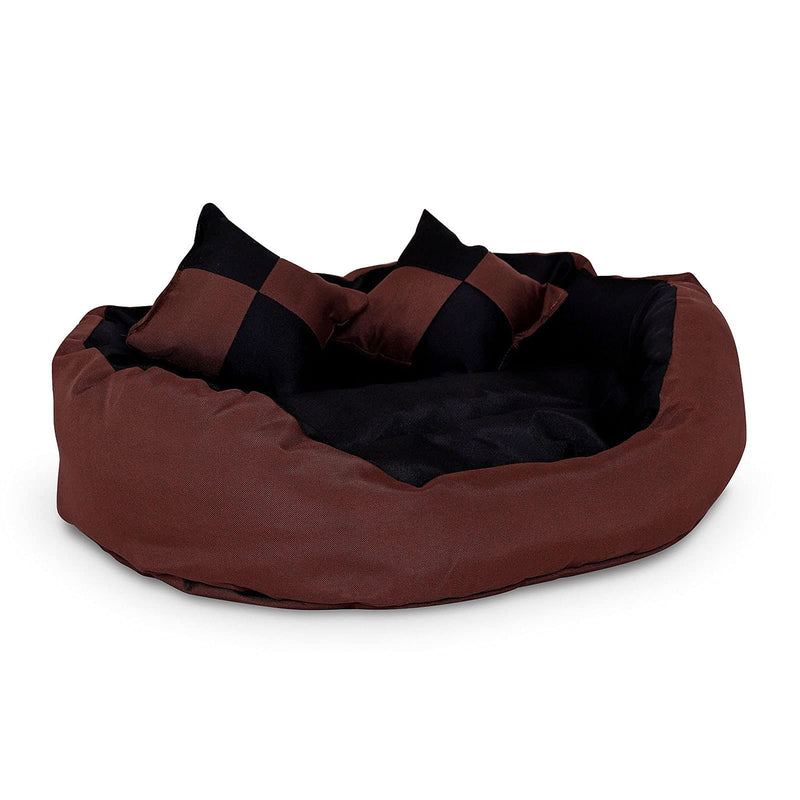 dibea Warm Basket Tearproof/Waterproof Cushion Dog/Cat Bed with Pillow, 65 x 50 x 20 cm, Black/Brown black / brown 65x50x20 cm - PawsPlanet Australia