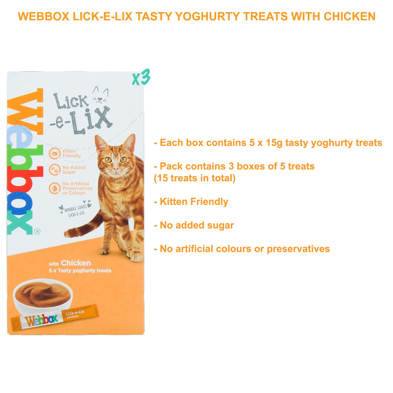 Webbox Lick-e-Lix Yoghurty Treat with Chicken 5 x 15g Sachets (Pack of 3) - PawsPlanet Australia