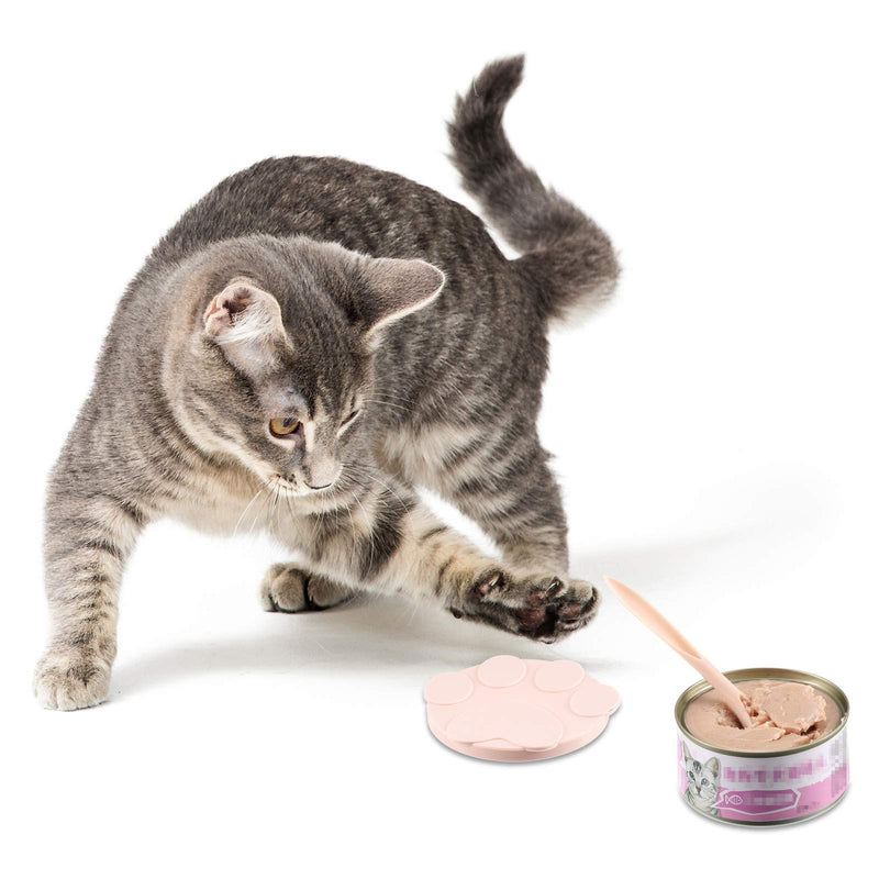 2 Pieces Cute Pet Food Can Lids with 2 Spoons, Silicone Can Lids Covers for Dog and Cat Food, Universal Silicone Cat Food Can Lids 1 Fit 3 Standard Size, Pink and Blue - PawsPlanet Australia