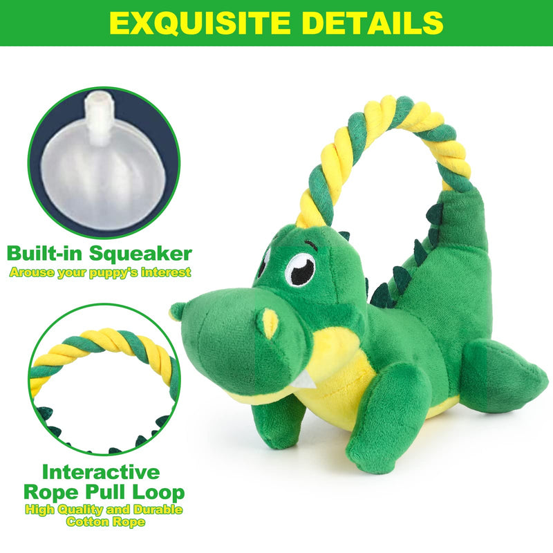 Squeaky Dog Toy, Plush Dog Toy, Chew Toy with Rope Loop, Tug of War Dog Toy, Stuffed Interactive Dog Toy for Medium and Large Dogs, Dinosaur Dinosaur - PawsPlanet Australia