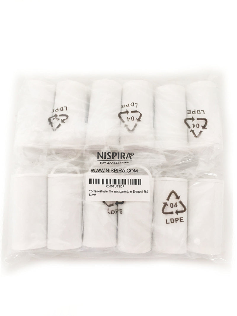 Charcoal Water Filter Replacements for Petsafe Drinkwell 360 Pet Water Fountain By NISPIRA, 12 Filters - PawsPlanet Australia