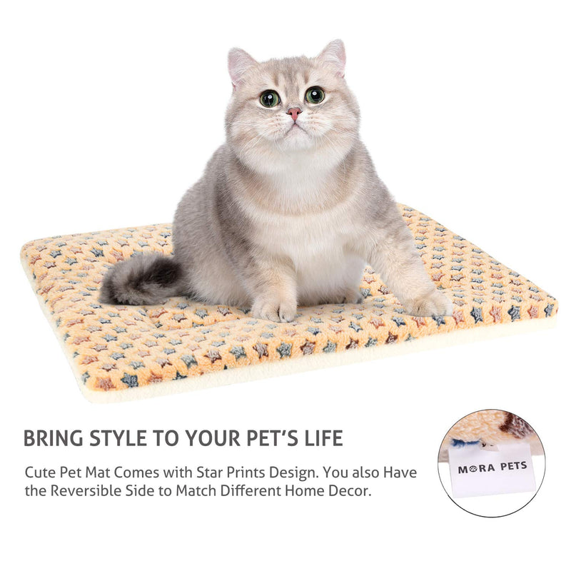 Ultra Soft Pet (Dog/Cat) Bed Mat with Cute Prints | Reversible Fleece Dog Crate Kennel Pad | Machine Washable Pet Bed Liner (X-Small, Brown) X-Small - PawsPlanet Australia