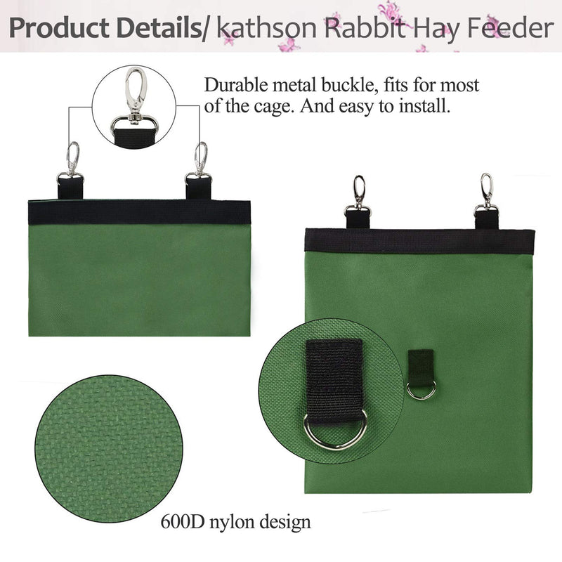 kathson Bunny Hay Feeder Bag, Small Animal Hanging Feeder Sack Hay Bag Holder with Rabbit Water Bottle Automatic Dispenser Water Feeder for Guinea Pig Hamster Chinchilla Hedgehog(2PCS) - PawsPlanet Australia