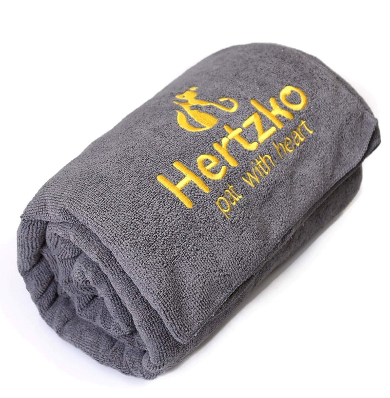 [Australia] - Hertzko Microfiber Pet Bath Towel, Ultra-Absorbent & Machine Washable for Small, Medium, Large Dogs and Cats (Grey) 
