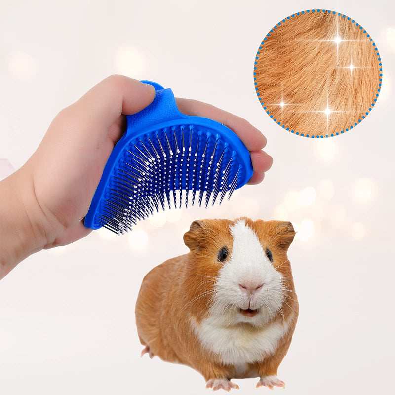 4 Pieces Rabbit Grooming Kit with Rabbit Grooming Brush, Pet Hair Remover, Pet Nail Clipper, Pet Comb, Pet Shampoo Bath Brush with Adjustable Ring Handle for Rabbit, Hamster, Bunny Blue - PawsPlanet Australia