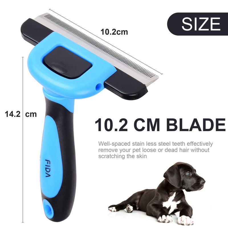 Fida Professional Pet Deshedding Tool with Fur Ejector, Grooming Brush, Grooming Comb for Dead Knots,Tangles,Undercoat & Loose Hair for Small Medium & Large Dogs Cats - PawsPlanet Australia