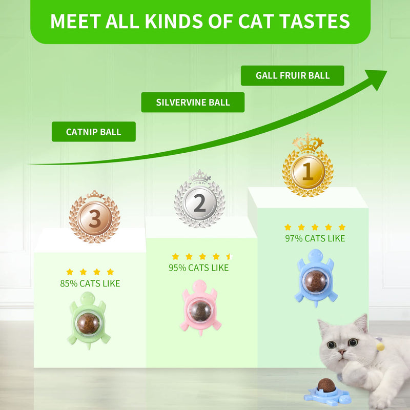 GBSYU Catnip Ball ‖ Catnip Balls for Cats Wall: silvervine for Cats, 3-Piece Silvervine Catnip Cat Toys for Indoor Cats, Edible Cat nips Organic Ball, Cute Silvervine Cat Toy 3PCS - PawsPlanet Australia