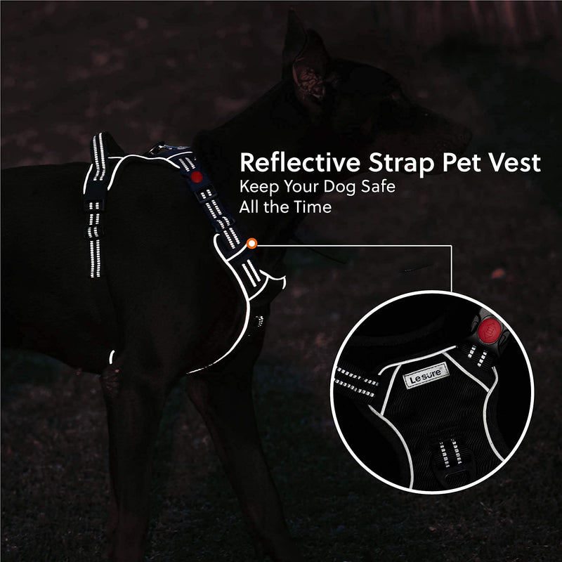 Le sure Small Dog Harness for Small Dogs No Pull - Reflective Adjustable Oxford Soft Padded Dog Vest Harness with Easy Control Handle and Front Clip for Easy Walk, Black, S S (Chest: 15"-24") - PawsPlanet Australia