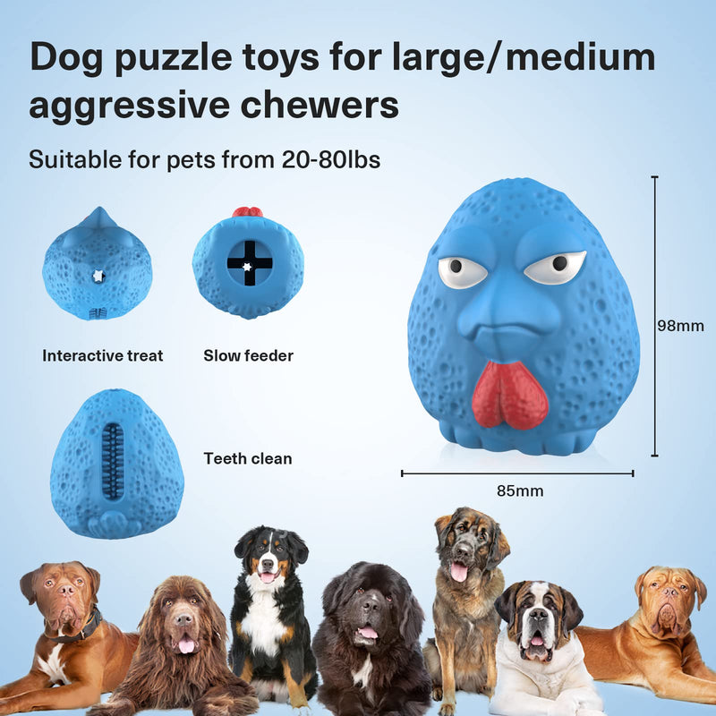 AOZOOM Treat Dispensing Dog Toys, Dog Toys for Aggressive Chewers, Indestructible Dog Chew Toys, Interactive Slow Feeder Tough Puzzle Toys, Durable Rubber Teeth Clean Dog Toys, for Medium Large Dogs - PawsPlanet Australia