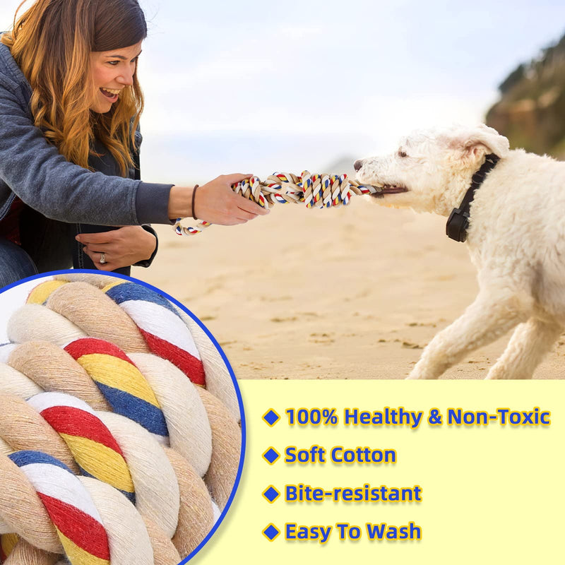 Dog Rope Toys,Durable Dog Chew Toy for Aggressive Chewers/Tug of War, Indestructible Dog Toys/ Rope Chew Toys for Large Medium Dog Teeth Cleaning. - PawsPlanet Australia