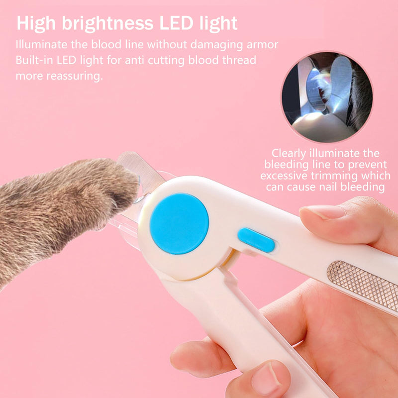 Cat claw scissors, nail clippers with LED light for dogs and cats, with nail file and splash-proof protection device, professional trimmer tool for medium-sized small animals, pets, claw care - PawsPlanet Australia