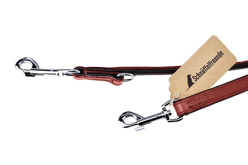 Schnüffelfreunde dog leash made of leather - training leash - leather leash for the dog - leash 3-way adjustable, for all dogs (230cm, red) 230cm - PawsPlanet Australia