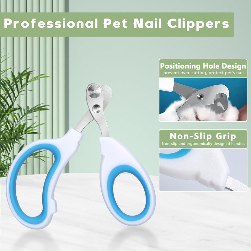 Alyvisun Claw Scissors for Cats, Professional Claw Scissors for Dogs with Positioning Hole, for Rabbits, Guinea Pigs, Birds, Puppies Kittens and Small Animals Pet Nail Clipper (Blue White) - PawsPlanet Australia
