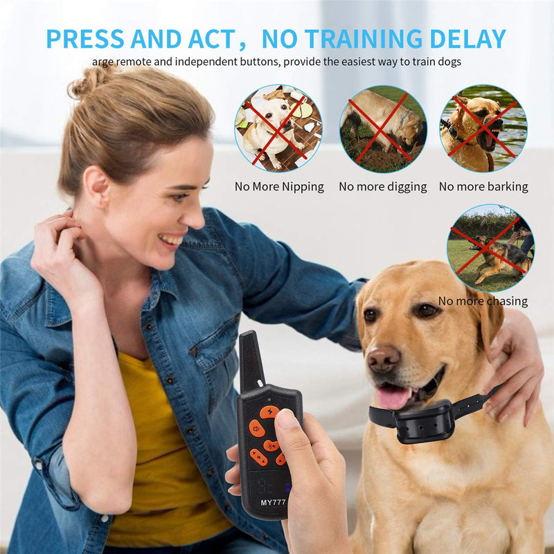 [Australia] - Dog Training Collar with Remote-Shock Collar for Dogs Large,Medium,Small-Waterproof E-Collar w/ 3 Correction Modes, Beep, Vibration,Shock｜Pet Tech Dog Collar offer 1~100 Shock Levels ,1600ft Remote 