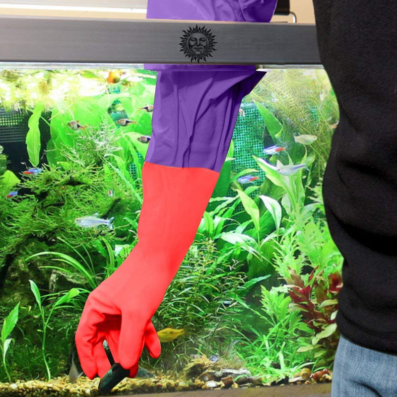 [Australia] - SunGrow Aquarium Water Change Gloves, 19.6 Inches Long, Anti Skidding Design, Keep Hands and Arms Dry, with Seamless Stitching and Elastic Cuff, Ensures Regular Fish Tank Maintenance, 1 Pair 