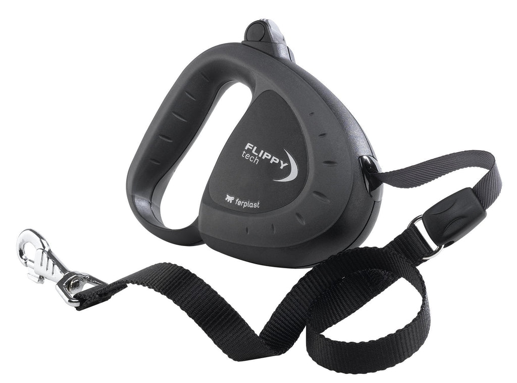 Ferplast dog leash large dogs retractable leash dogs FLIPPY TECH TAPE Large, extendable webbing, 5 m, max. 50 kg, black L - PawsPlanet Australia