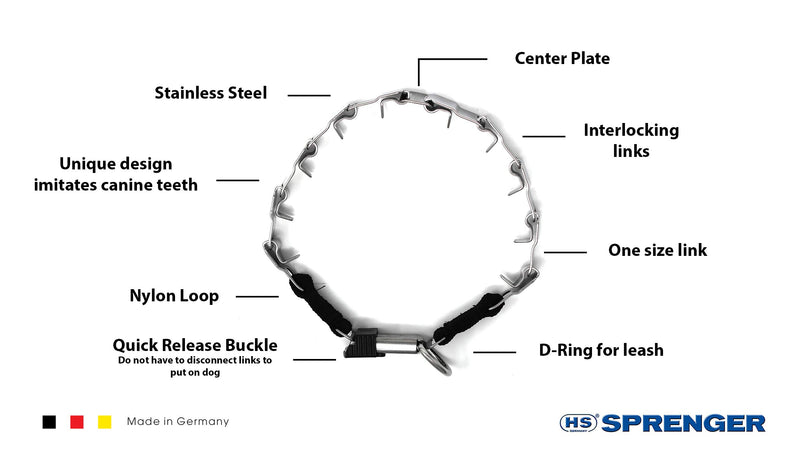 [Australia] - Herm Sprenger Neck Tech Stainless Steel Prong Dog Training Collar with Quick Release Buckle Pet Pinch Collar No-Pull Collar for Dogs Made in Germany 19in 