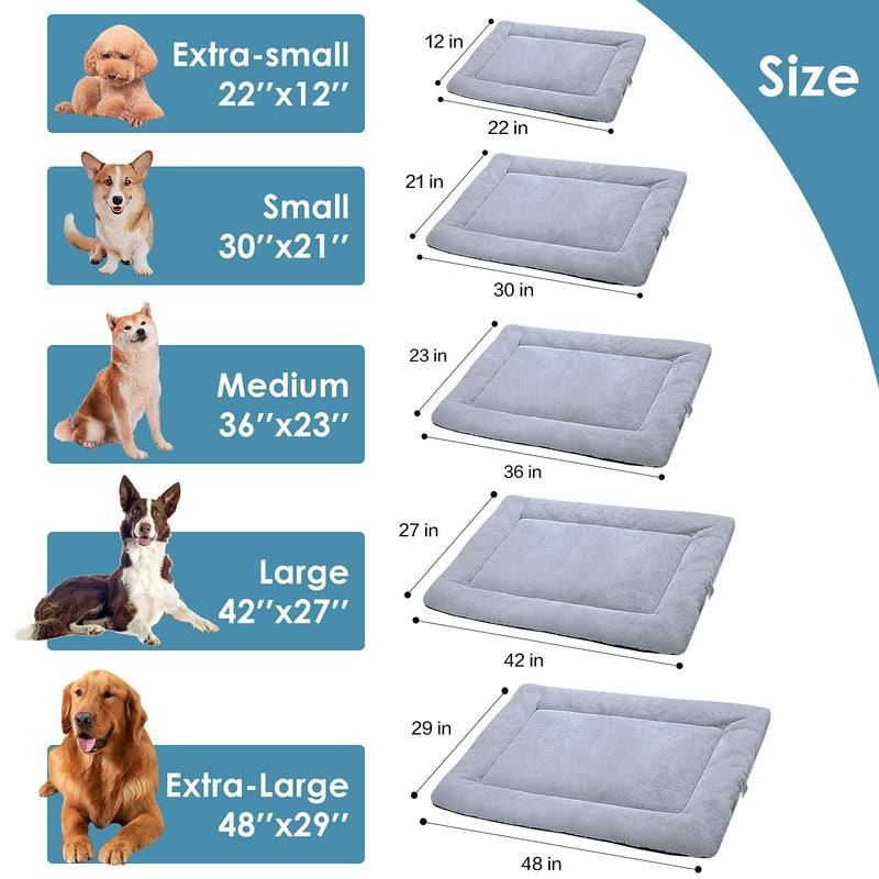 Super Soft Pets GO Fur Dog Crate Bed Super Plush for Dog Bed Mat Machine Wash & Dryer Friendly Dog Cushion for Kennel Pad 22in Grey - PawsPlanet Australia