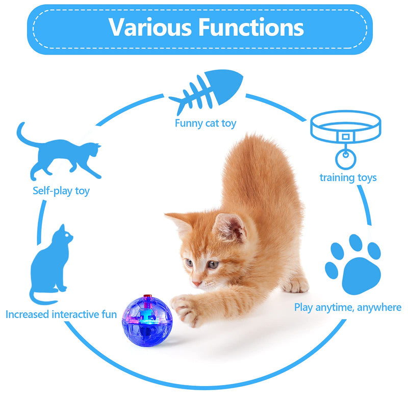 4 Pieces Ghost Hunting Cat Ball Motion Light Up Cat Balls LED Motion Activated Cat Ball Motion Light Up Cat Dog Interactive Toys Pet Glowing Mini Running Exercise Ball Toys for Animals Activity - PawsPlanet Australia