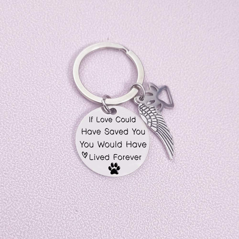 [Australia] - Pet Memorial Gift Keychain for Dogs Cats Personalized Loss of Pet Sympathy DIY Crafts Keepsake If Love Could Have Saved You, You Would Have Lived Forever Key Ring 