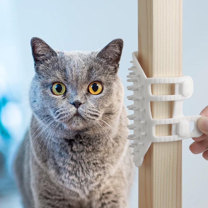 2pcs Self Cleaning Cat Brush, 2-in-1 Tickling Comb Pet Brush Pet Tickling Artifact Cat Grooming Shedding Brush Cat Corner Scartcher for Short/Long Hair Cats (White) - PawsPlanet Australia