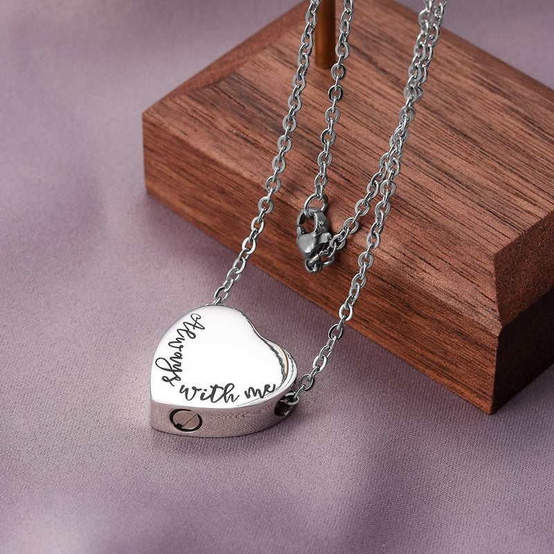 Cat Eye Jewels Stainless Steel A Piece of mMy Heart has Wings Heart Pendant Cremation Keepsake Ash Holder Memorial Urn Necklace for Ashes with Funnel Kit Silver & Black Multi - PawsPlanet Australia