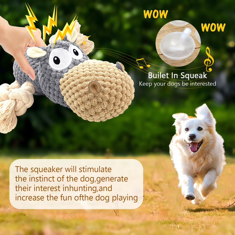 AEITPET Dog Toy for Large and Small Dogs, Stuffed Toy Dog Toys Dog Toy Squeaky Plush with Crinkle Paper, Puppy Toy Cuddly Toy for Dogs Grey_Hippopotamus - PawsPlanet Australia