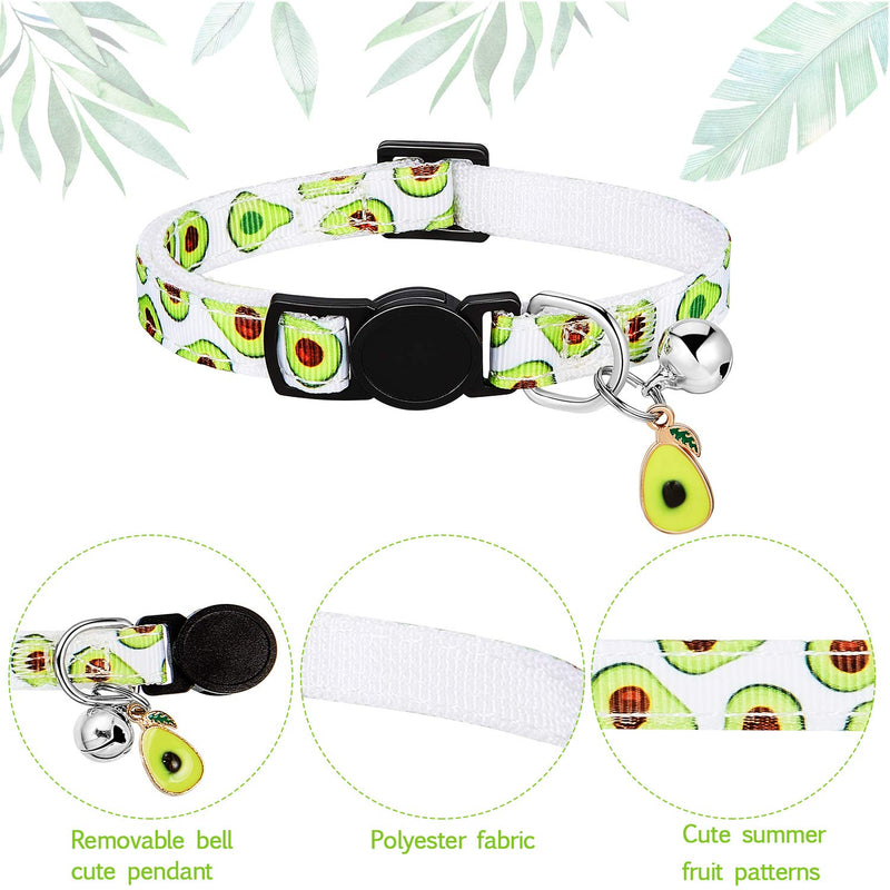 5 Pieces Breakaway Cat Collars with Bell Colorful Summer Fruit Style Adjustable Pet Collar with Pineapple Watermelon Cherry Strawberry Avocado Patterns for Kitten Kitty Cat Tropical Hawaii Party S - PawsPlanet Australia